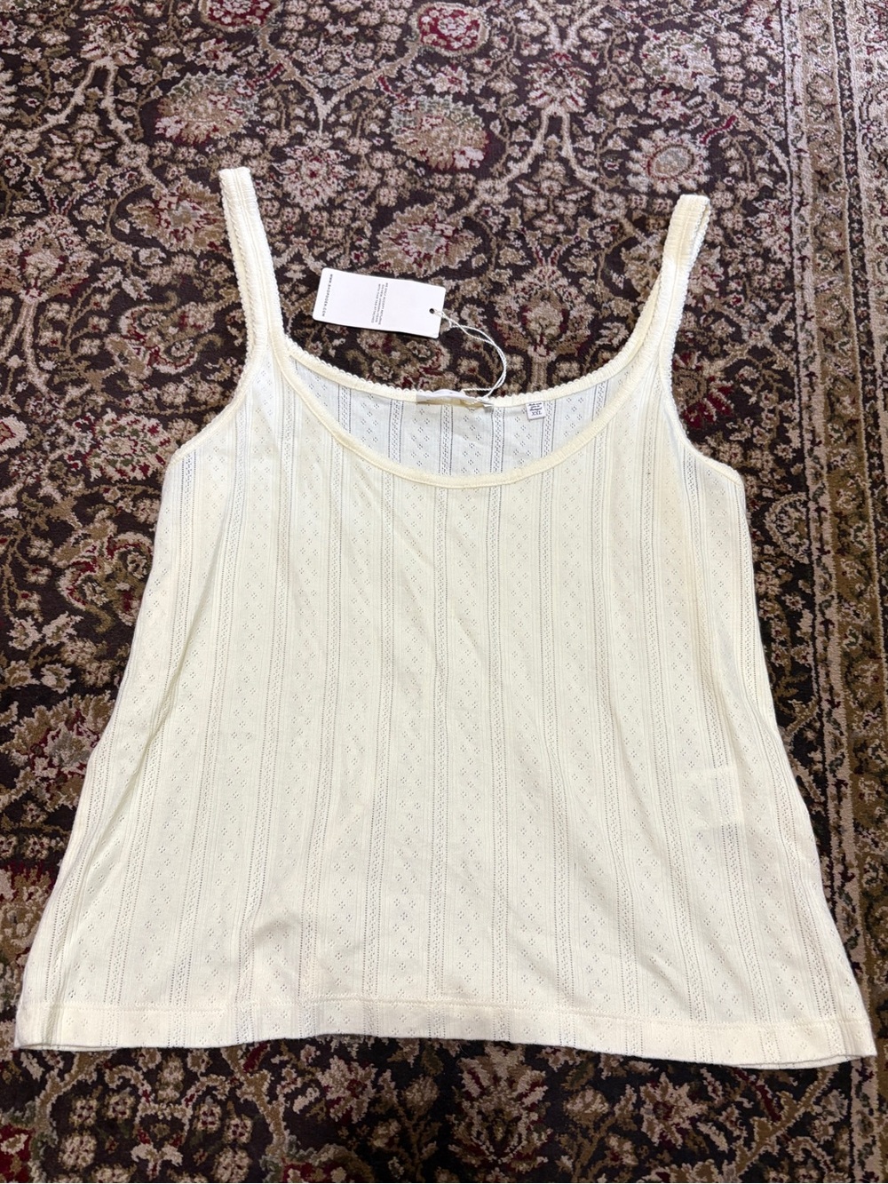 NWT Doen Shae tank in pointelle creme citron - Picture 3 of 8